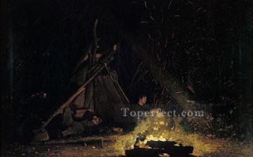 Camp Fire Realismo pintor Winslow Homer Pinturas al óleo